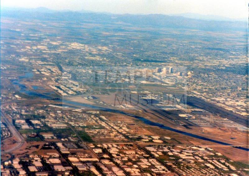 Aerial View of Salt River and Phoenix, 1992