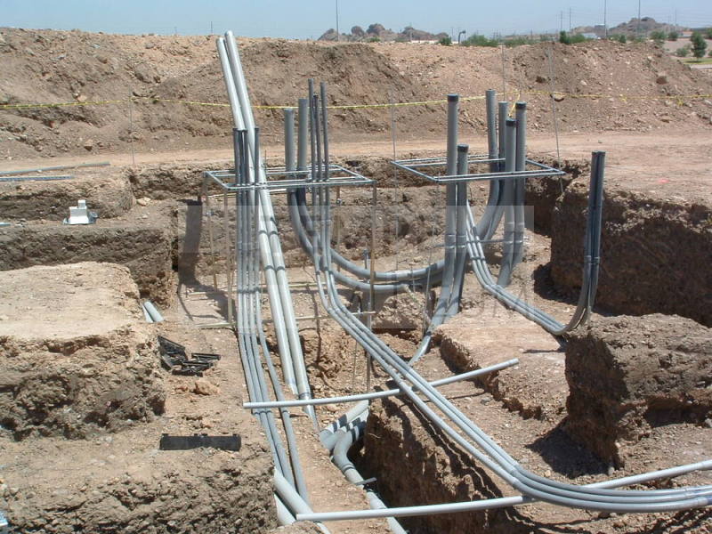 Tempe Center for the Arts construction photograph- Pipes in Foundation