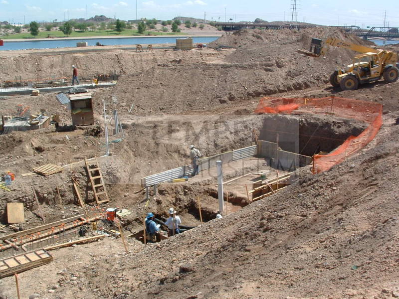 Tempe Center for the Arts construction photograph- Crew working on Foundation