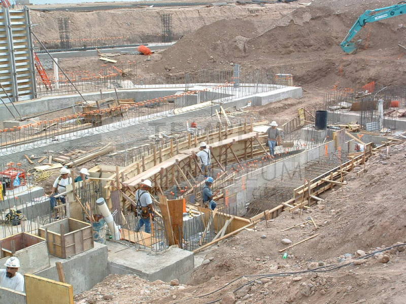Tempe Center for the Arts construction photograph- Workers Building Wooden Structures