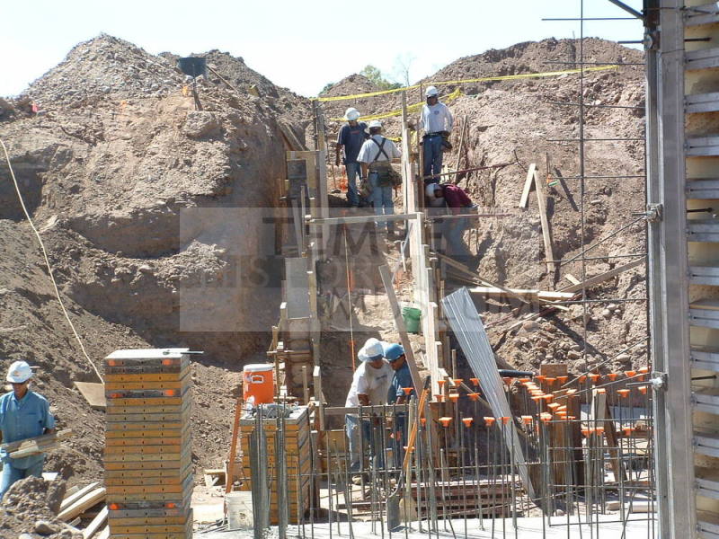 Tempe Center for the Arts construction photograph- Workers Building Stairs