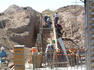 Tempe Center for the Arts construction photograph- Workers Building Stairs