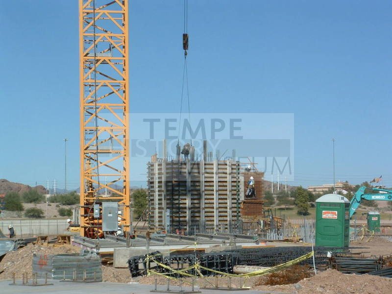 Tempe Center for the Arts construction photograph-Crain Lowering Wall