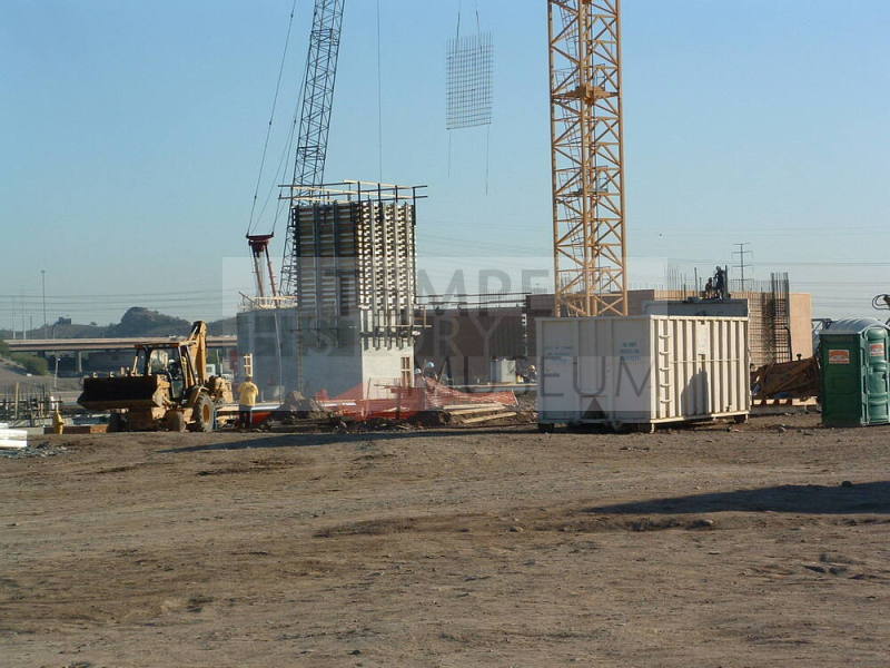 Tempe Center for the Arts construction photograph-Rebar Lattice Being Lowered
