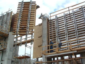 Tempe Center for the Arts construction photograph-Lowing a Wall