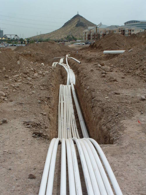 Tempe Center for the Arts construction photograph-Pipes