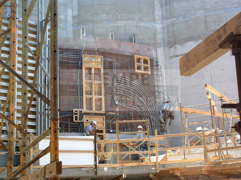 Tempe Center for the Arts construction photograph-Workers on Rebar Lattice