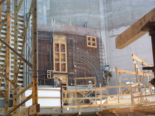 Tempe Center for the Arts construction photograph-Workers on Rebar Lattice