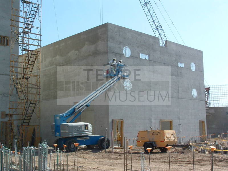 Tempe Center for the Arts construction photograph-Workers in Cherry Picker