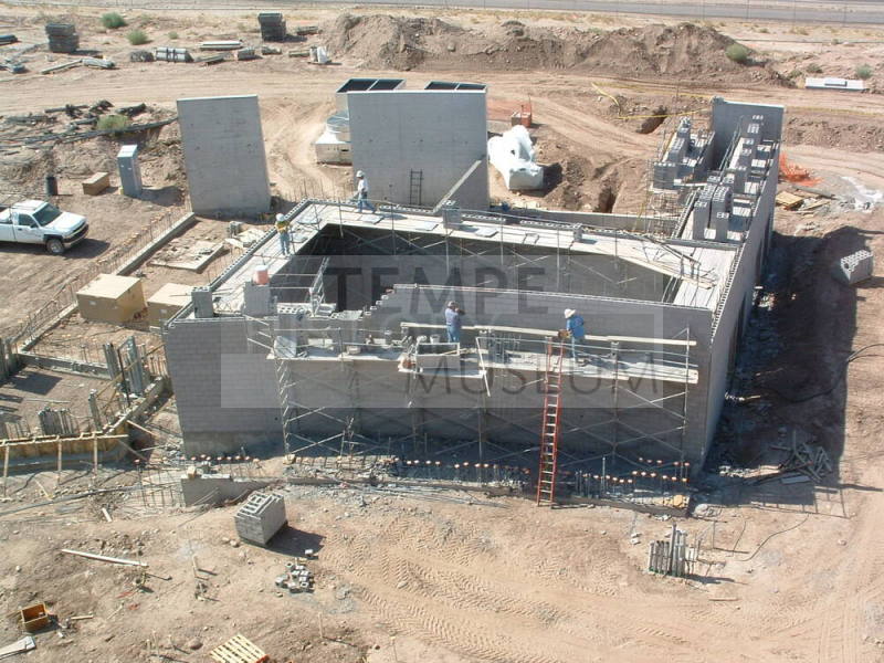 Tempe Center for the Arts construction photograph-Workers Building a Wall