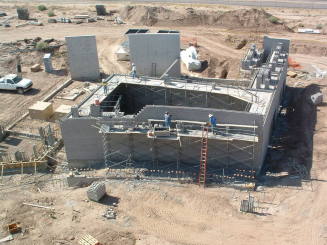 Tempe Center for the Arts construction photograph-Workers Building a Wall