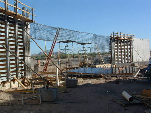 Tempe Center for the Arts construction photograph-Rebar Wall