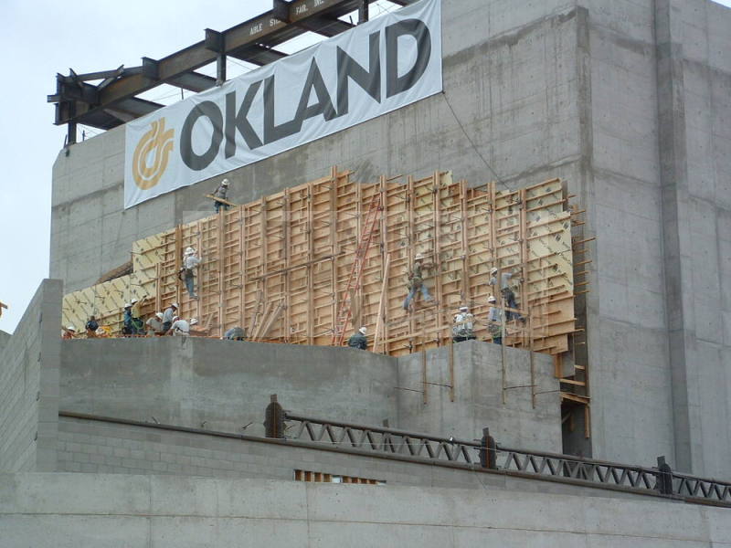 Tempe Center for the Arts construction photograph-Workers on Wooden Scaffolding