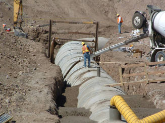 Tempe Center for the Arts construction photograph-Worker Pouring Concrete