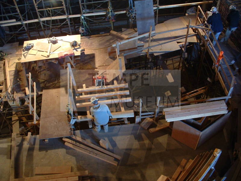 Tempe Center for the Arts construction photograph-Worker Installing Stairs