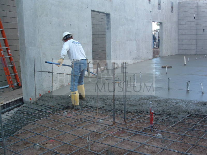 Tempe Center for the Arts construction photograph-Worker Laying Concrete