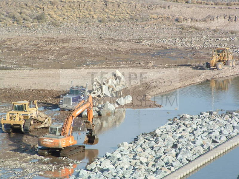 Tempe Center for the Arts construction photograph-Construction in Tempe Town Lake Bed