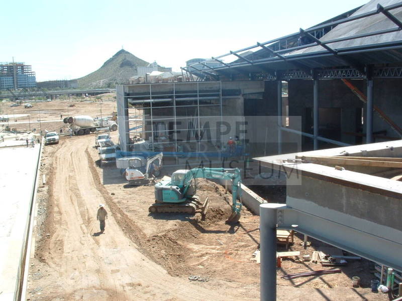 Tempe Center for the Arts construction photograph-Excavator in Reflecting Pool