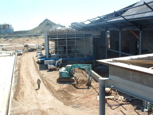 Tempe Center for the Arts construction photograph-Excavator in Reflecting Pool