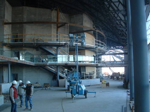 Tempe Center for the Arts construction photograph-Installing Glass in the Lobby