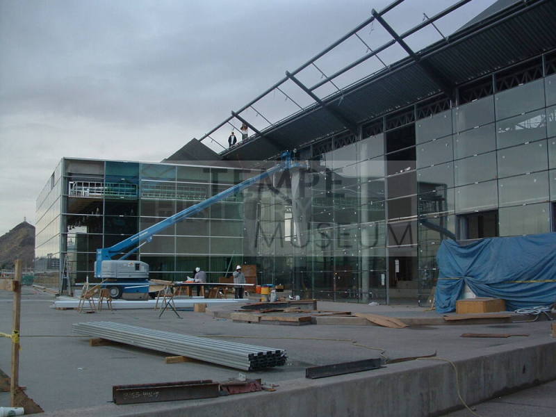 Tempe Center for the Arts construction photograph-Glass Installation