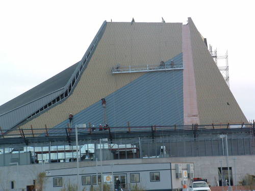Tempe Center for the Arts construction photograph-Roof Workers