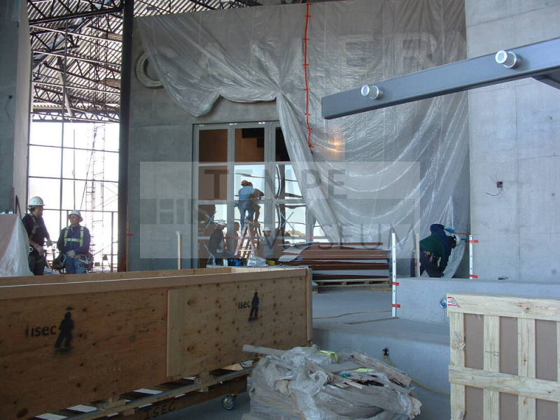 Tempe Center for the Arts construction photograph-Installing Glass in Door