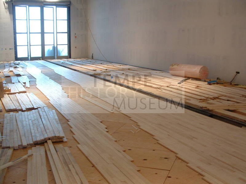Tempe Center for the Arts construction photograph-Installing Wood Floors