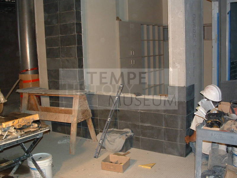 Tempe Center for the Arts construction photograph-Installing Tile