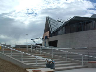 Tempe Center for the Arts construction photograph-Installing Metal Paneling