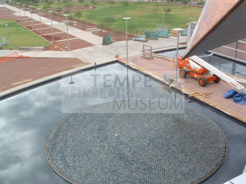 Tempe Center for the Arts construction photograph- Reflecting Pool Sculptuure