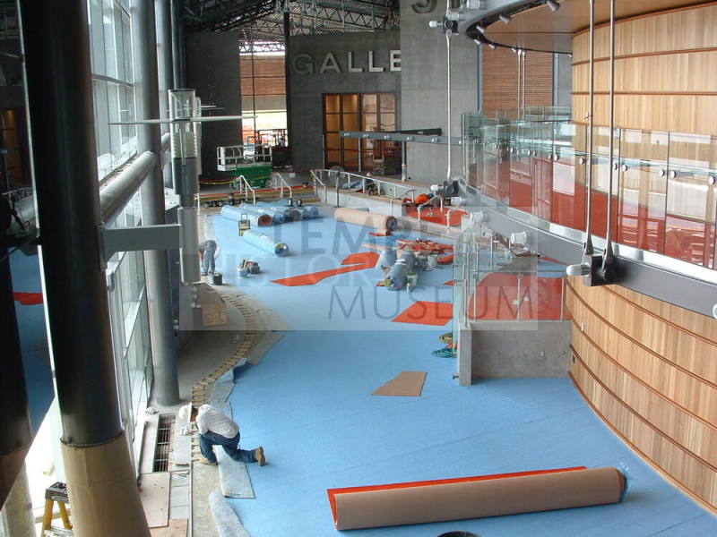 Tempe Center for the Arts construction photograph- Laying Carpet