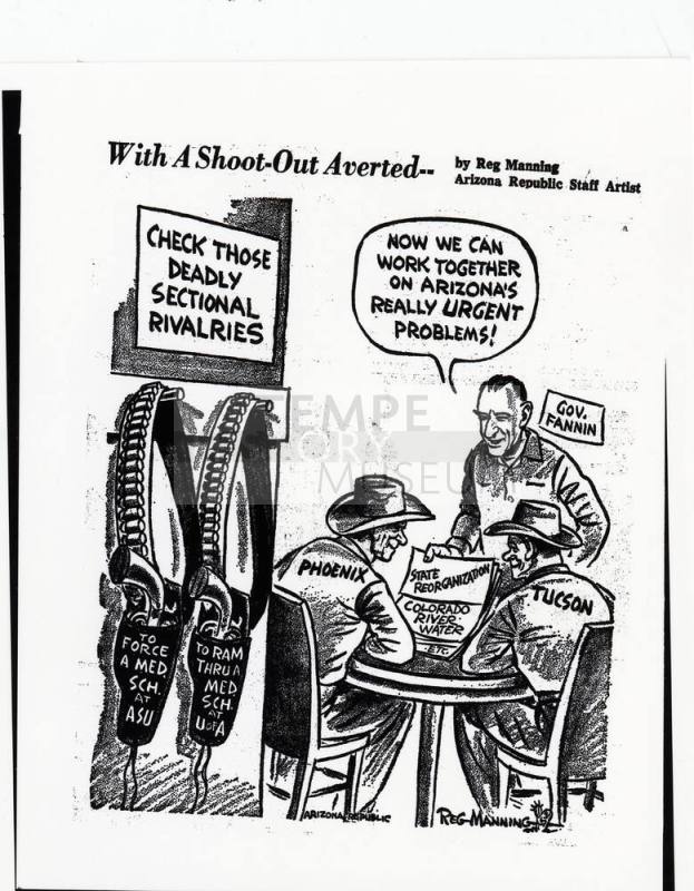 Reg Manning Cartoon "With A Shoot-Out Averted--"