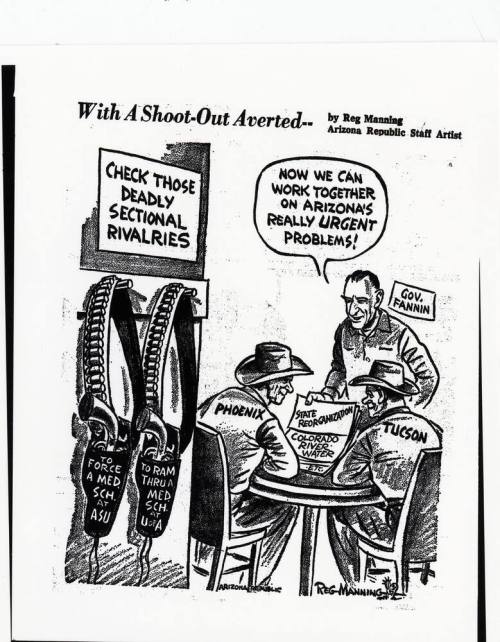 Reg Manning Cartoon "With A Shoot-Out Averted--"