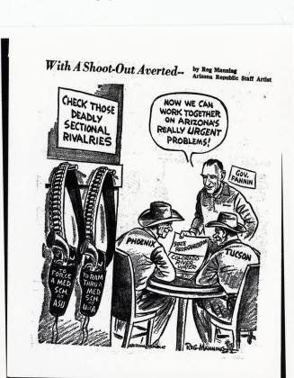 Reg Manning Cartoon "With A Shoot-Out Averted--"