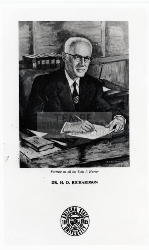 Printed notice with portrait of ASU President Harold D. Richardson