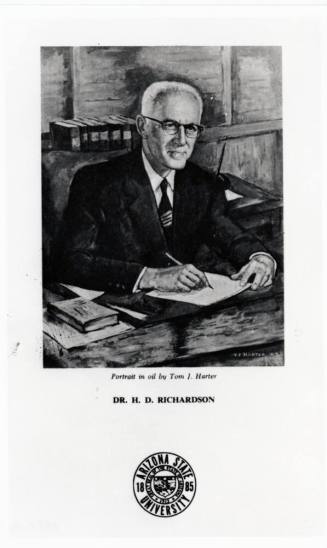 Printed notice with portrait of ASU President Harold D. Richardson