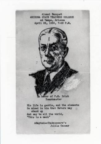 Announcement for banquent for F.M. Irish