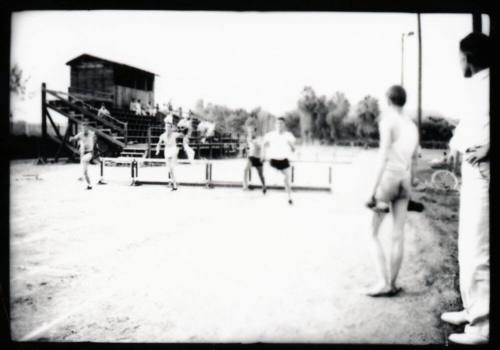 Hurdles track race at Irish Field - Normal School ASU