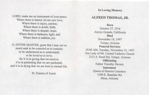 In Loving Memory, Alfred Thomas Jr.