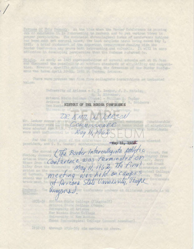 History of the Border Conference
