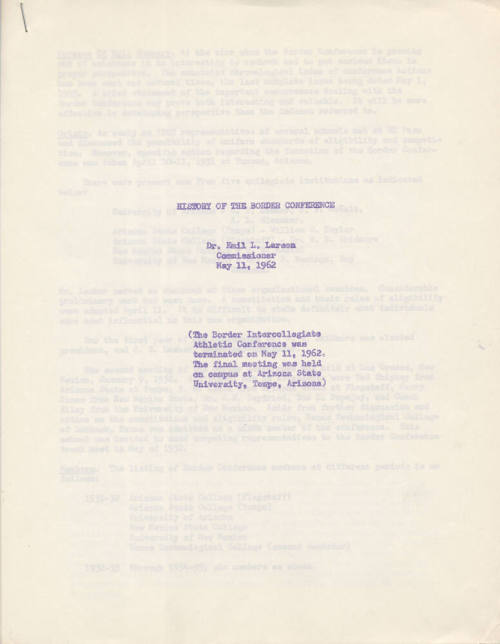 History of the Border Conference