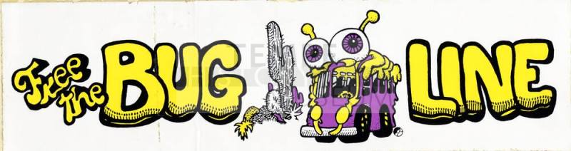 "Free the Bug Line" bus service bumper sticker
