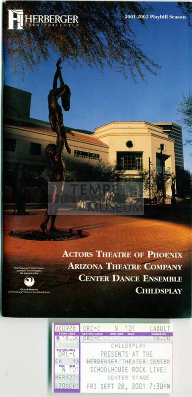 2001-2002 Playbill, Herberger Theater.  With inserts, ticket stub