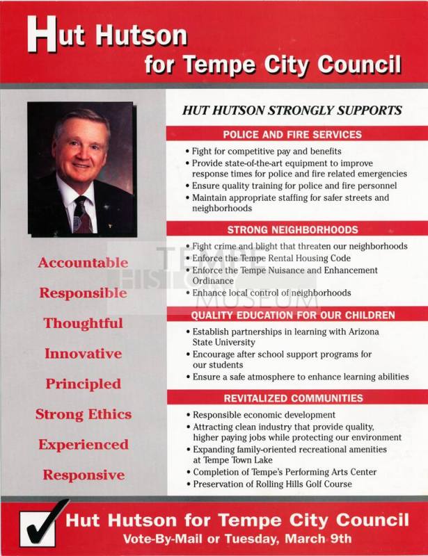 Hut Hutson Political Mailing Card