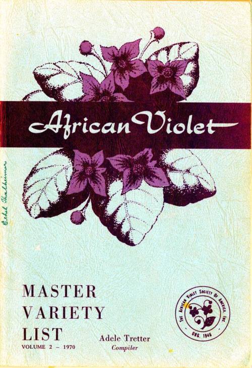 African Violet Master Variety List, 1970
