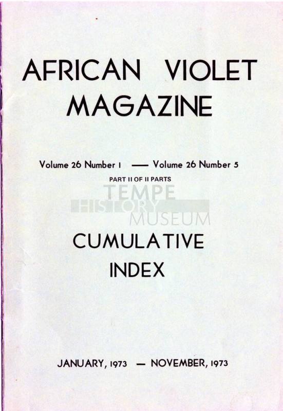 African Violet Society Cumulative Index 1973