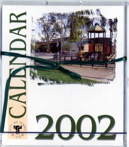 2002 Calendar boxed in a CD disc case and tied with ribbon
