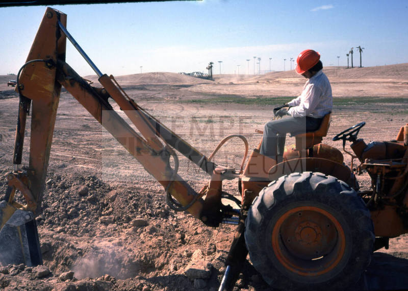 Backhoe at Kiwanis Park construction site