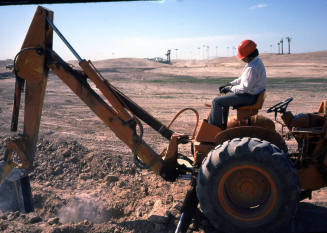 Backhoe at Kiwanis Park construction site